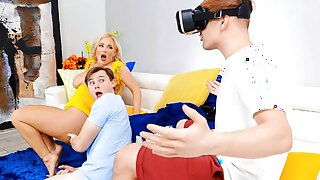 VR goggles intensify the experience as Anthony drills his bald-headed lover in a rushed encounter.